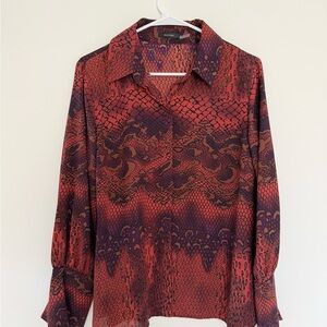 Natori Red and Purple Snake Print Blouse